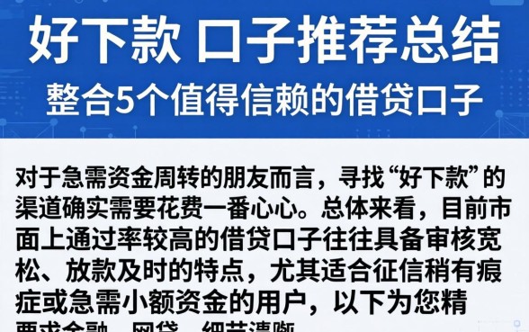 好下款的口子推荐总结，整合5个值得信赖的借贷口子