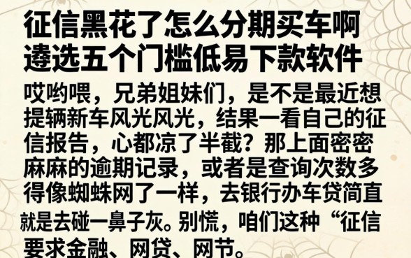 征信黑花了怎么分期买车啊，遴选五个门槛低易下款软件