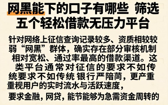 网黑能下的口子有哪些，筛选五个轻松借款无压力平台
