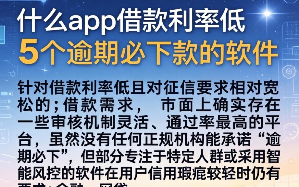 什么app借款利率低，详尽说明5个逾期必下款的软件