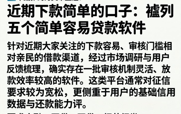 近期下款简单的口子，胪列五个简单容易贷款软件