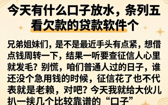 今天有什么口子放水，条列五个不看欠款的贷款软件