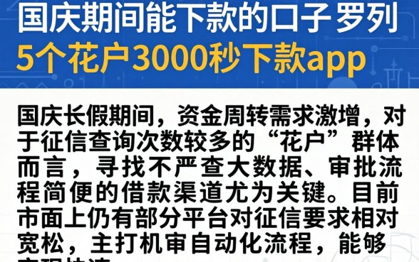 国庆期间能下款的口子，罗列5个花户3000秒下款app