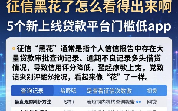 征信黑花了怎么看得出来啊，详尽说明5个新上线贷款平台门槛低app