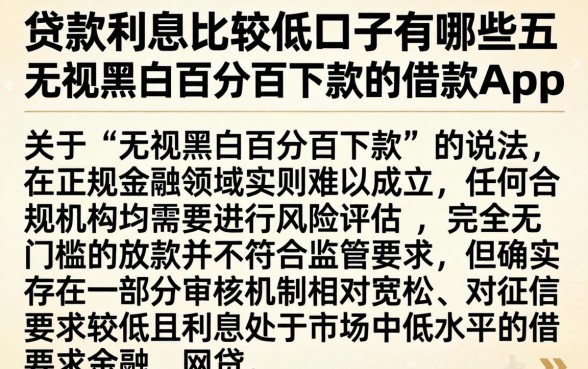 贷款利息比较低的口子有哪些，枚举五个无视黑白百分百下款的借款app