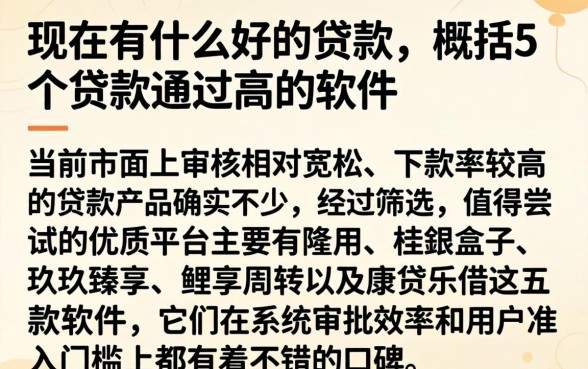 现在有什么好的贷款，概括5个贷款通过高的软件