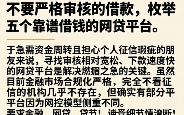 不要严格审核的借款,枚举五个靠谱借钱的网贷平台