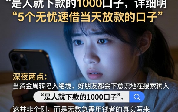 是人就下款的1000口子，详尽说明5个无忧速借当天放款的口子