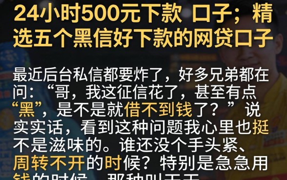 24小时500元下款的口子，精选五个黑户好下款的网贷口子