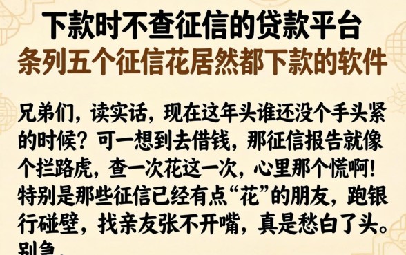 下款时不查征信的贷款平台，条列五个征信花居然都下款的软件
