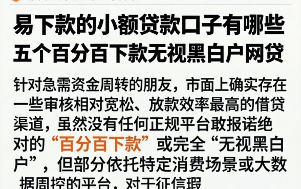 易下款的小额贷款口子有哪些，详尽说明五个百分百下款无视黑白户网贷