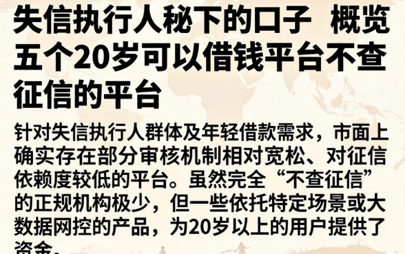失信执行人秘下的口子,概览五个20岁可以借钱平台不查征信的平台