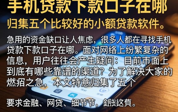 手机贷款下款口子在哪，归集五个比较好的小额贷款软件