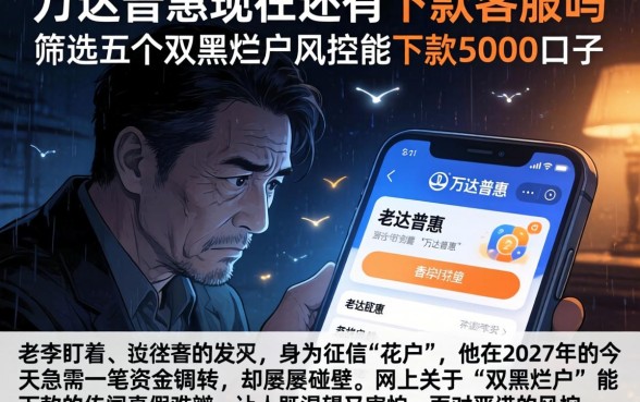 万达普惠现在还有下款客服吗,筛选五个双黑烂户风控能下款5000口子