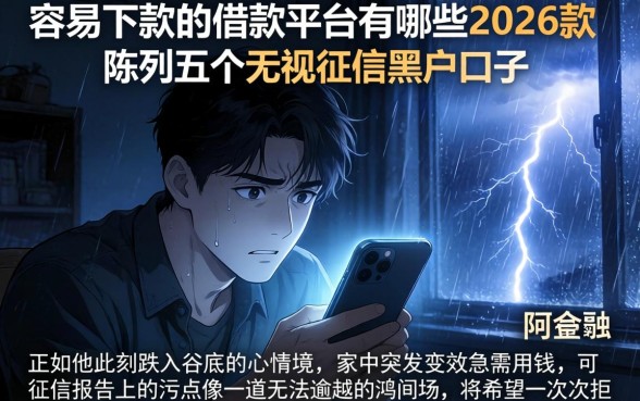 容易下款的借款平台有哪些2026款，陈列五个无视征信黑户口子