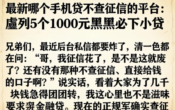最新哪个手机贷不查征信的平台，胪列5个1000元黑户必下小贷