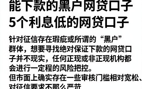 能下款的黑户网贷口子,详尽说明5个利息低的网贷口子