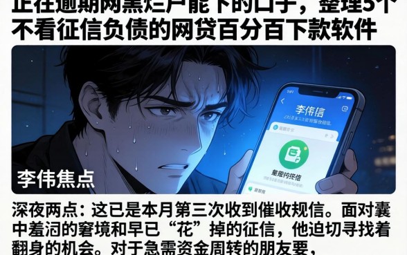 正在逾期网黑烂户能下的口子，整理5个不看征信负债的网贷百分百下款软件