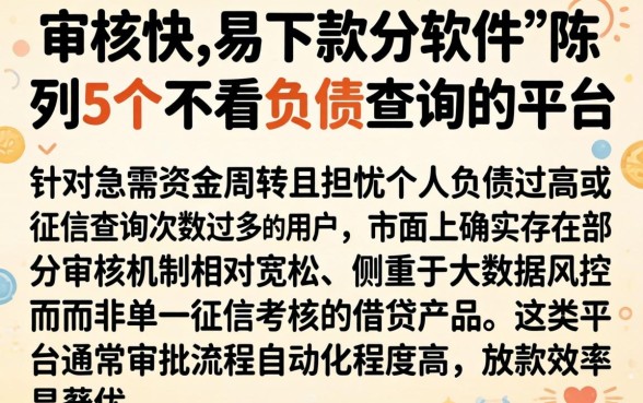 审核快,易下款的软件，陈列5个不看负债查询的平台