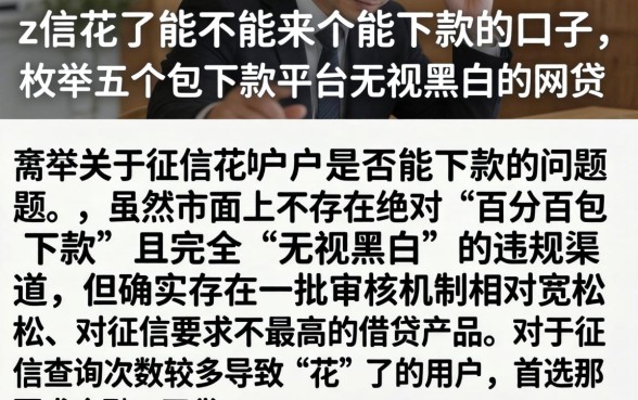 z信花了能不能来个能下款的口子，枚举五个包下款平台无视黑白的网贷