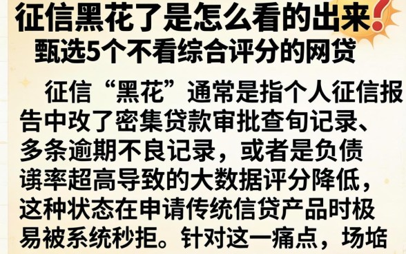 征信黑花了是怎么看的出来，甄选5个不看综合评分的网贷