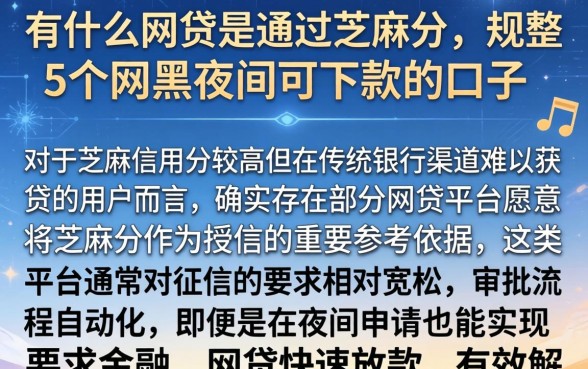 有什么网贷是通过芝麻分，规整5个网黑夜间可下款的口子