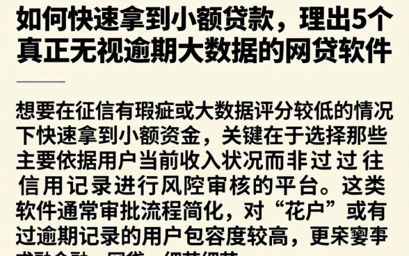 如何快速拿到小额贷款，理出5个真正无视逾期大数据的网贷软件