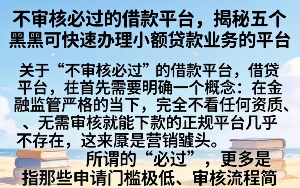 不审核必过的借款平台，揭秘五个黑户可快速办理小额贷款业务的平台