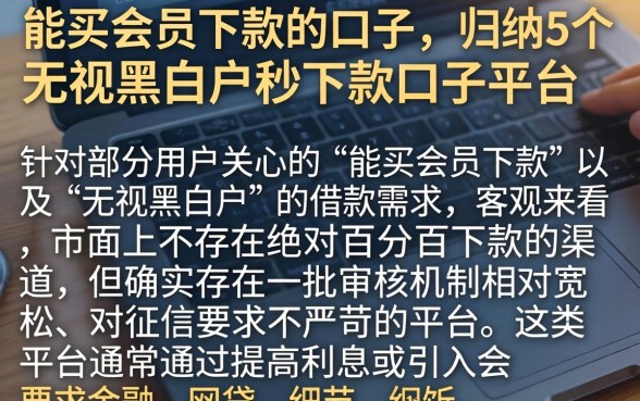 能买会员下款的口子，归纳5个无视黑白户秒下款口子平台
