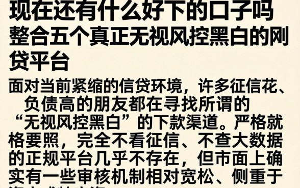 现在还有什么好下的口子吗，整合五个真正无视风控黑白的网贷平台