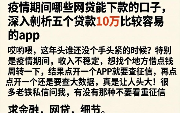 疫情期间哪些网贷能下款的口子，深入剖析五个贷款10万比较容易的app