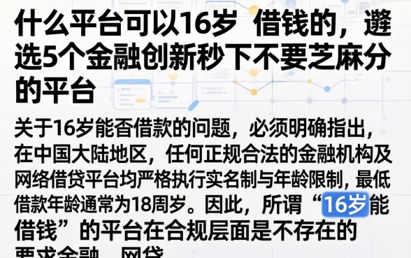 什么平台可以16岁借钱的，遴选5个金融创新秒下不要芝麻分的平台