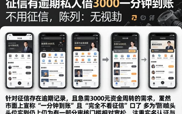 征信有逾期私人借3000一分钟到账不用征信，陈列五个无视黑白的网贷软件