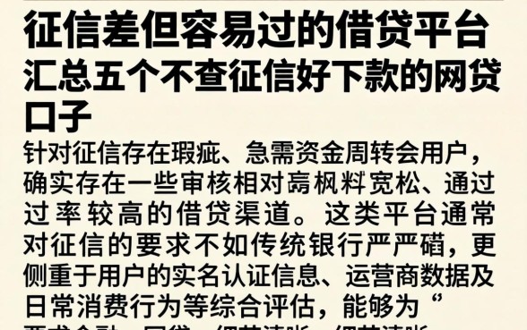 征信差但容易过的借贷平台,汇总五个不查征信好下款的网贷口子