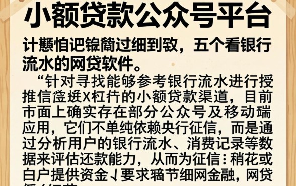 小额贷款公众号平台，细致阐述五个看银行流水的网贷软件