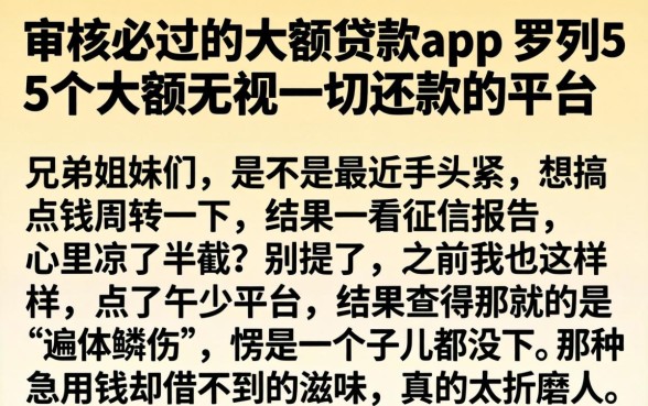 审核必过的大额贷款app，罗列5个大额无视一切还款的平台