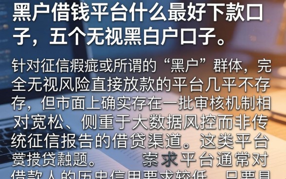 黑户借钱平台什么最好下款口子,详细阐述五个无视黑白户口子