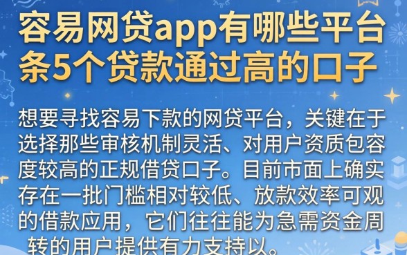 容易网贷的app有哪些平台，条列5个贷款通过高的口子