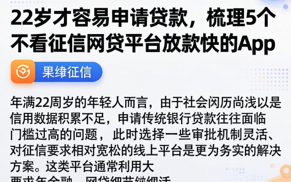 22岁才容易申请贷款，梳理5个不看征信网贷平台放款快的app