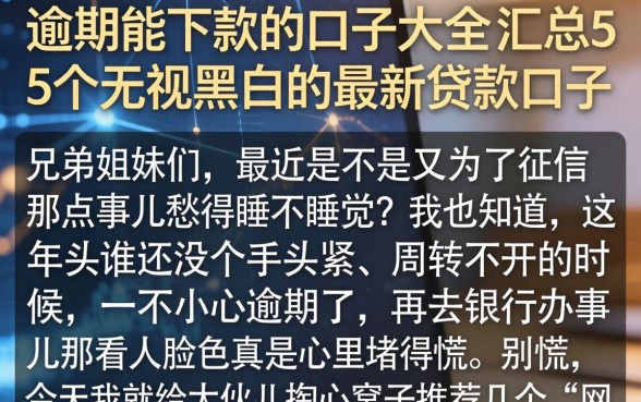 逾期能下款的口子大全，汇总5个无视黑白的最新贷款口子