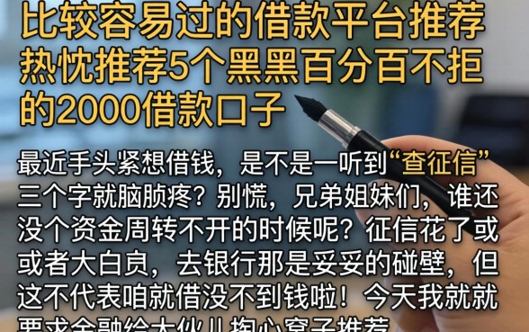 比较容易过的借款平台推荐，热忱推荐5个黑户百分百不拒的2000借款口子