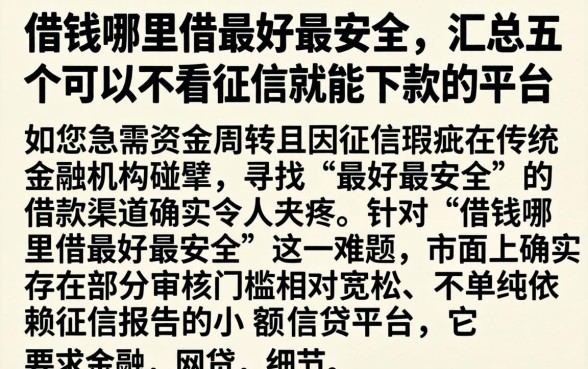 借钱哪里借最好最安全,汇总五个可以不看征信就能下款的平台