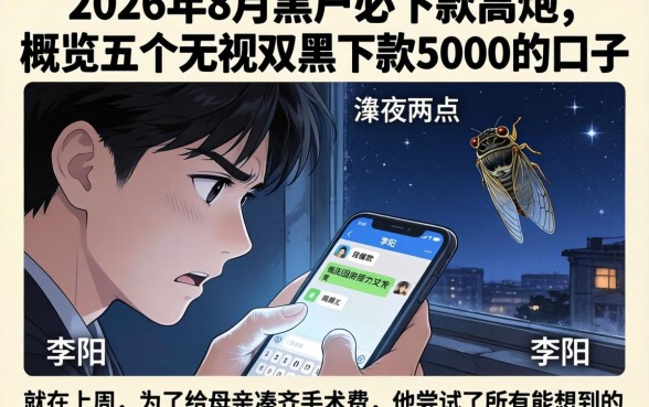 2026年8月黑户必下款的高炮,概览五个无视双黑下款5000的口子