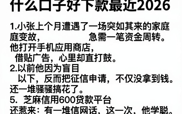 什么口子好下款最近2026，详细阐述5个芝麻信用600贷款平台