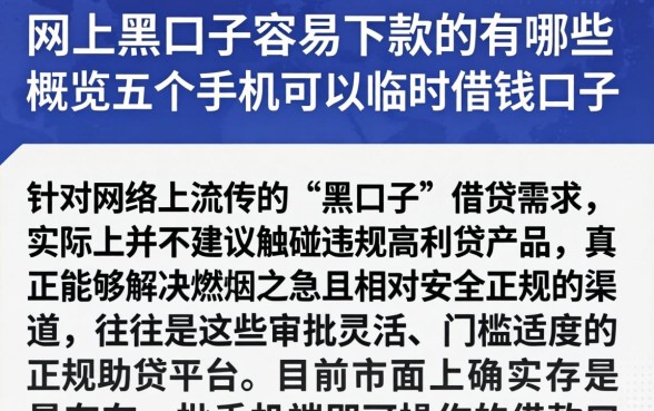 网上黑口子容易下款的有哪些，概览五个手机可以临时借钱的口子
