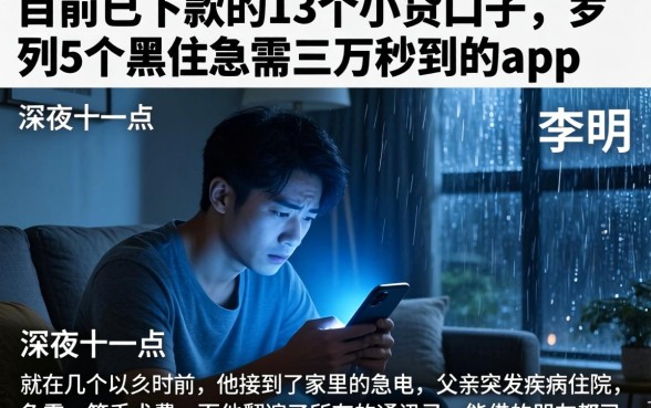 目前已下款的13个小贷口子，罗列5个黑户急需三万秒到的的app