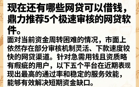现在还有哪些网贷可以借钱，鼎力推荐5个极速审核的网贷软件