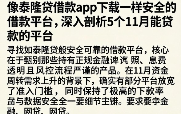 像泰隆贷借款app下载一样安全的借款平台,深入剖析5个11月能贷款的平台