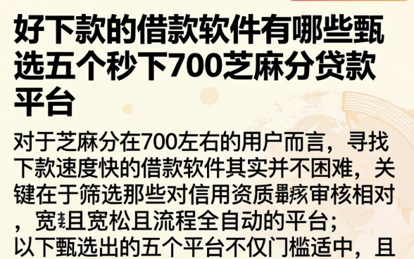 好下款的借款软件有哪些，甄选五个秒下700芝麻分贷款平台