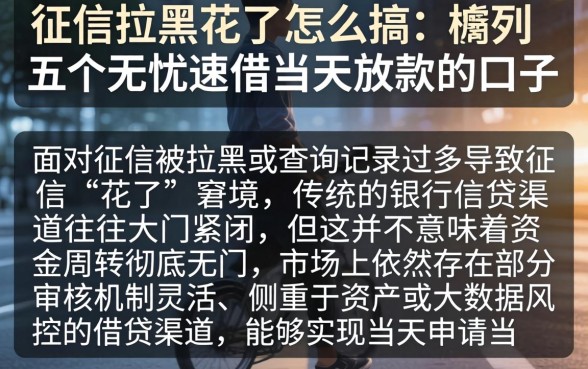 征信拉黑花了怎么搞,胪列五个无忧速借当天放款的口子